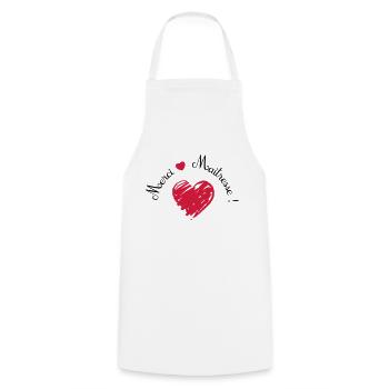 merci maîtresse coeur cadeau de fin d'année - Tablier de cuisine - blanc - Devant - AI Model Male 185 dark (185cm)