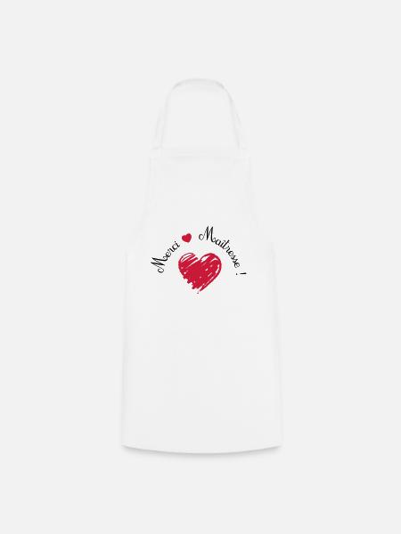 merci maîtresse coeur cadeau de fin d'année - Tablier de cuisine - blanc
