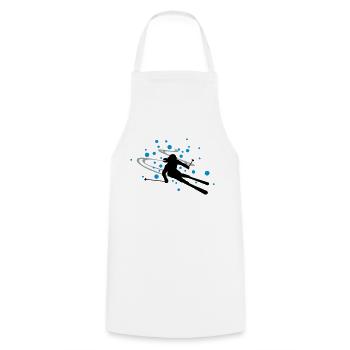 Skifahrerin Schnee - Kochschürze - Weiß - Vorne - AI Model Male 185 dark (185cm)