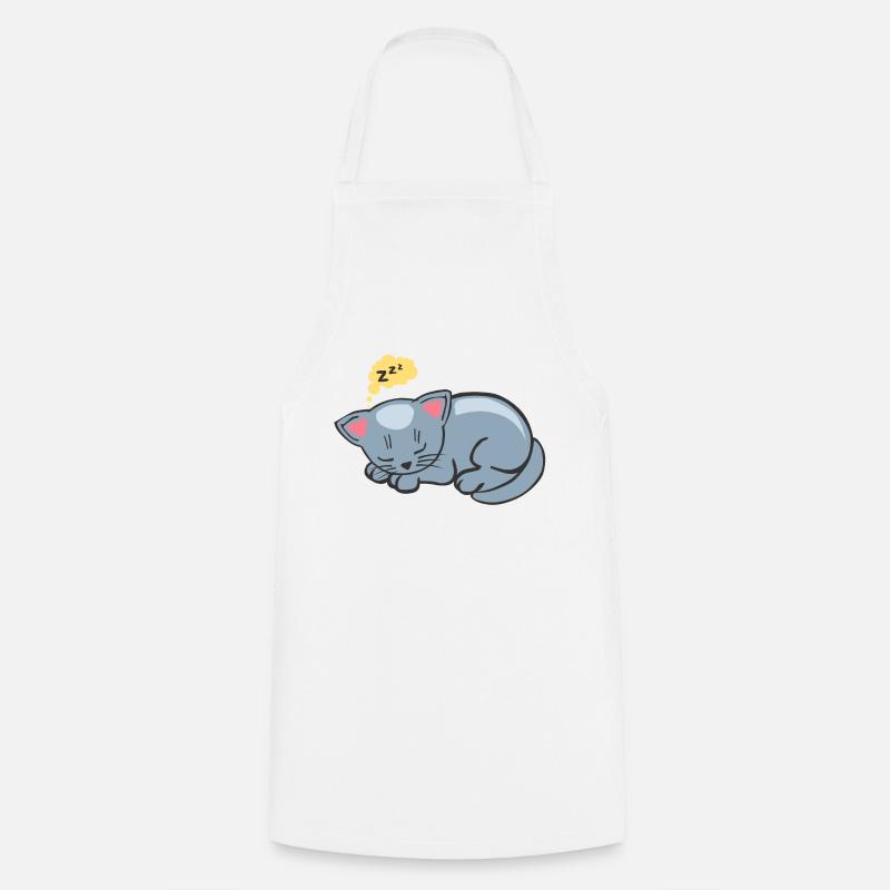 chat dort dormir ronron zzz dessin 2702 - Tablier de cuisine - blanc