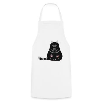 Black cat - Cooking Apron - white - Front - AI Model Male 185 dark (185cm)