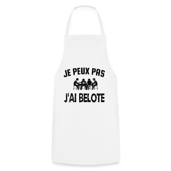 je peux pas j'ai belote - Tablier de cuisine - blanc - Devant - AI Model Male 185 dark (185cm)