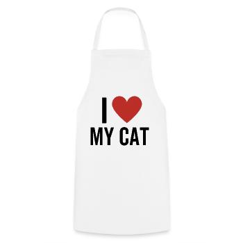I Love My Cats - Cooking Apron - white - Front - AI Model Male 185 dark (185cm)