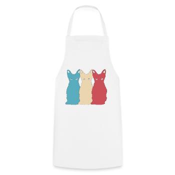Cat Vector Animal Pet Kitten retro Design - Cooking Apron - white - Front - AI Model Male 185 dark (185cm)