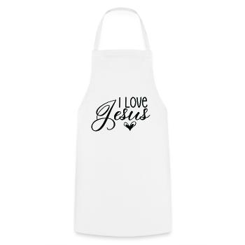 I Love Jesus - Cooking Apron - white - Front - AI Model Male 185 dark (185cm)