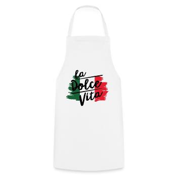 La dolce Vita Bella Italia - Kochschürze - Weiß - Vorne - AI Model Male 185 dark (185cm)