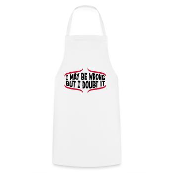 I may be wrong - Cooking Apron - white - Front - AI Model Male 185 dark (185cm)