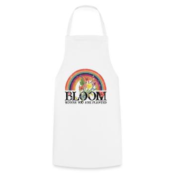 bloom where you are planted Rainbow Blooms - Cooking Apron - white - Front - AI Model Male 185 dark (185cm)