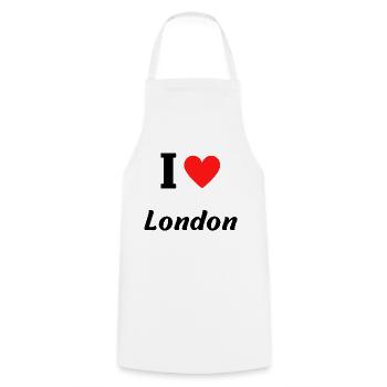 I love London - Cooking Apron - white - Front - AI Model Male 185 dark (185cm)