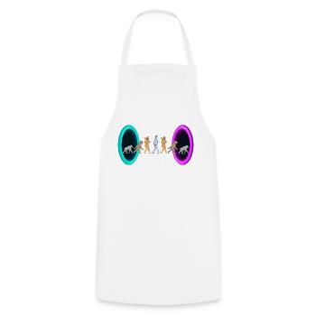 Evolution through portals - Cooking Apron - white - Front - AI Model Male 185 dark (185cm)