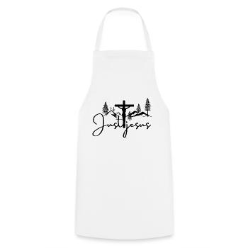Juste Jésus - Tablier de cuisine - blanc - Devant - AI Model Male 185 dark (185cm)