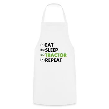 Tracteur manger dormir répéter noir - Tablier de cuisine - blanc - Devant - AI Model Male 185 dark (185cm)