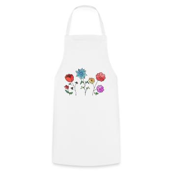 Flowers - Cooking Apron - white - Front - AI Model Male 185 dark (185cm)