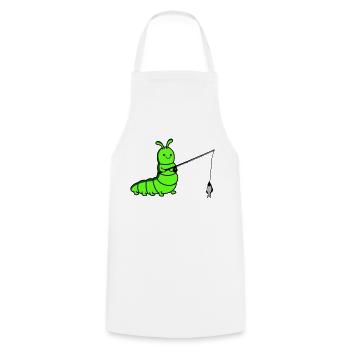 Pêche à la chenille - Tablier de cuisine - blanc - Devant - AI Model Male 185 dark (185cm)