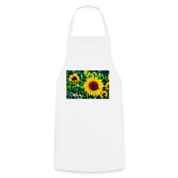 Sonnenblumen - Kochschürze - Weiß - Vorne - AI Model Male 185 dark (185cm)