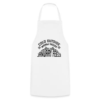 Cold Outside Warm Inside January Feels - Cooking Apron - white - Front - AI Model Male 185 dark (185cm)