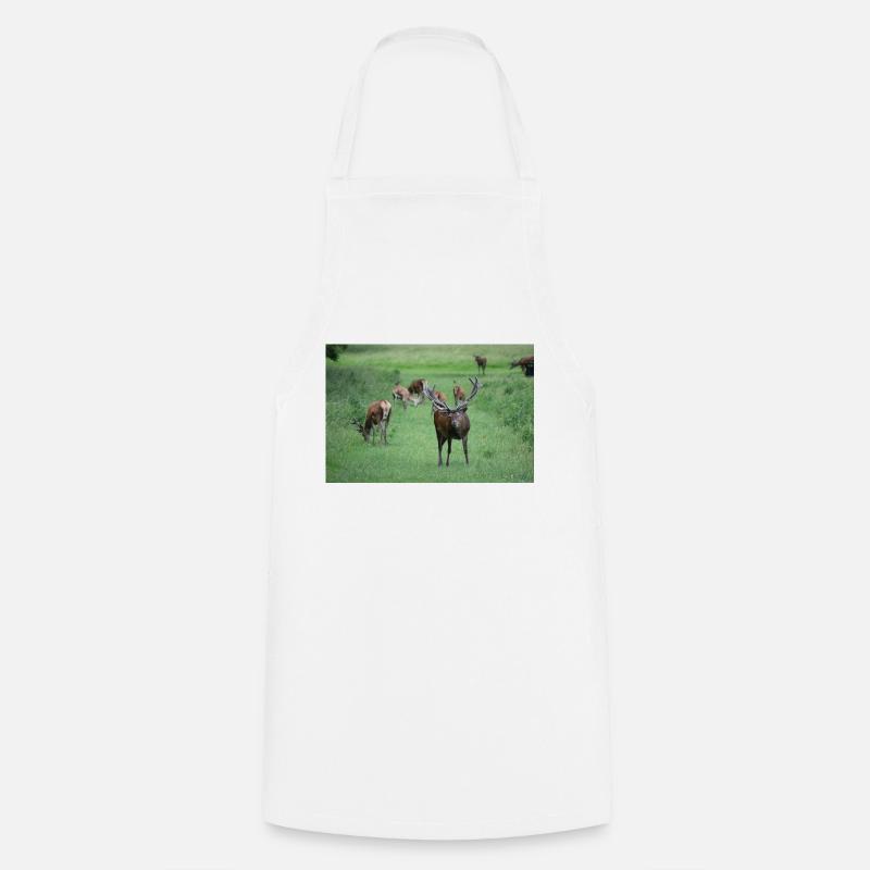 Deer with antlers DSC 0065 - Cooking Apron - white