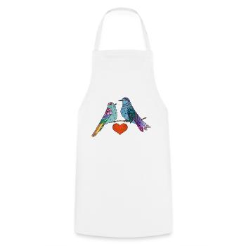 Oiseaux colorés - Tablier de cuisine - blanc - Devant - AI Model Male 185 dark (185cm)