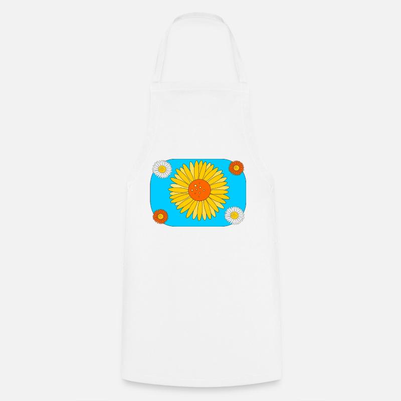 Gerbera on turquoise - Cooking Apron - white