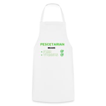 Pescetarian means Fish and Veggies Meaning - Cooking Apron - white - Front - AI Model Male 185 dark (185cm)