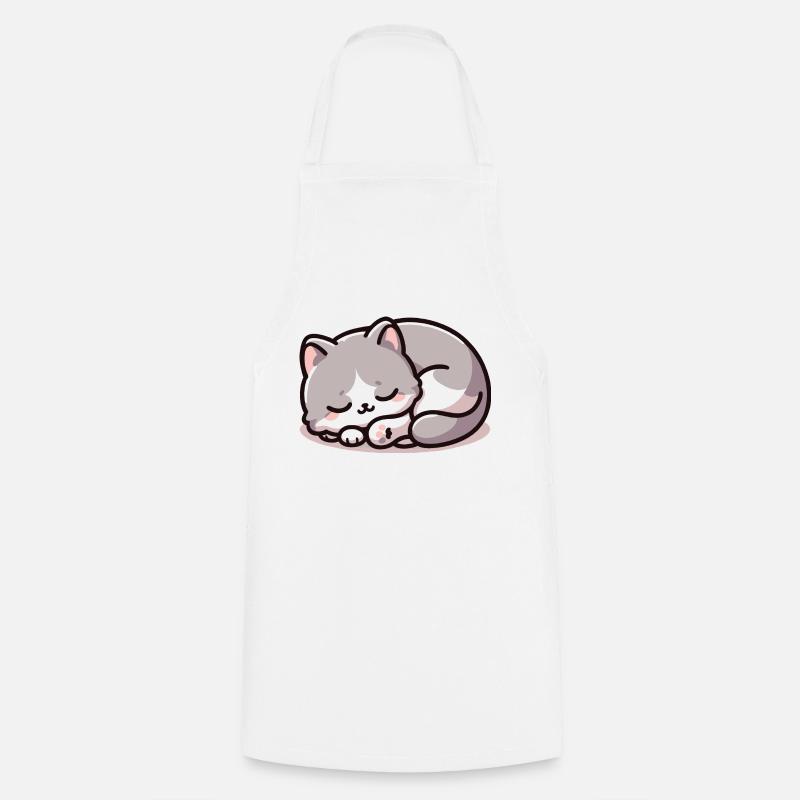 Sleeping Cat - Cooking Apron - white