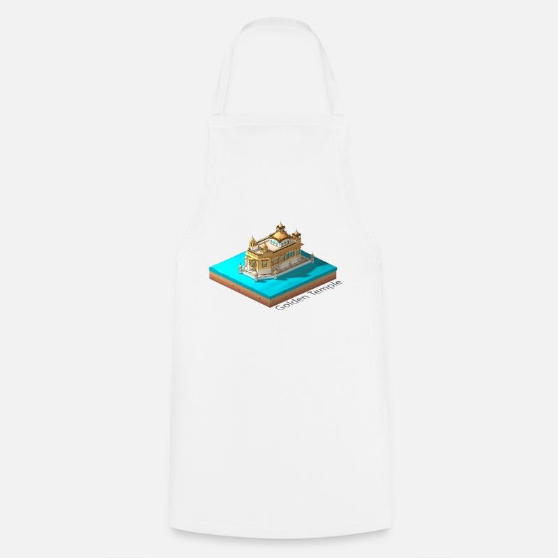 Temple d’Or géométrique low poly - Tablier de cuisine - blanc
