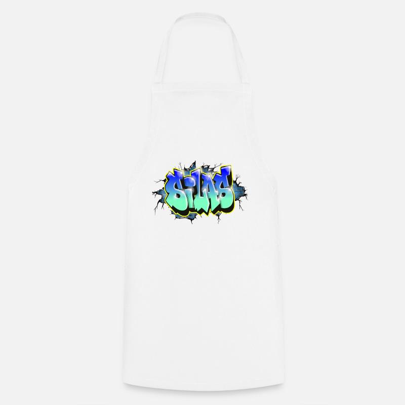 Graffiti SILAS brique gift ANNIVERSAIRE NAISSANCE - Tablier de cuisine - blanc