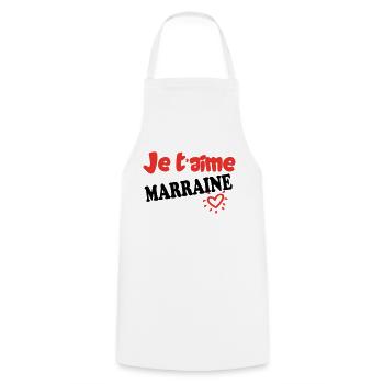 Je t'aime MARRAINE - Tablier de cuisine - blanc - Devant - AI Model Male 185 dark (185cm)