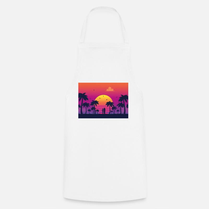 Surf au coucher du soleil - Tablier de cuisine - blanc