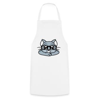 Schlaue Nerd Katze Hornbrille Geek Kätzchen Brille - Kochschürze - Weiß - Vorne - AI Model Male 185 dark (185cm)