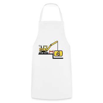 Excavator - Cooking Apron - white - Front - AI Model Male 185 dark (185cm)