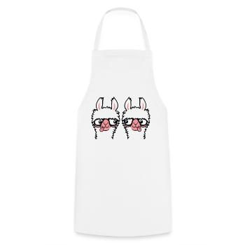 2 Llama Nerds Geeks Team Horn-rimmed Glasses Smart Grimace - Cooking Apron - white - Front - AI Model Male 185 dark (185cm)