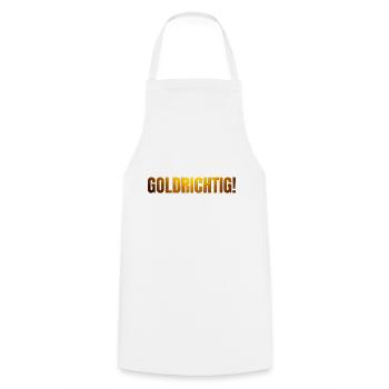 goldene Schrift GOLDRICHTIG! - Kochschürze - Weiß - Vorne - AI Model Male 185 dark (185cm)
