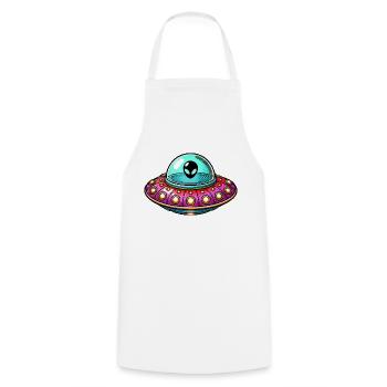 Bande dessinée OVNI - Tablier de cuisine - blanc - Devant - AI Model Male 185 dark (185cm)