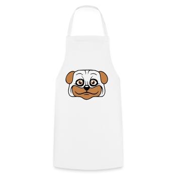 Dog Pug Small Cute Dick Love Happy Comic Fun - Cooking Apron - white - Front - AI Model Male 185 dark (185cm)