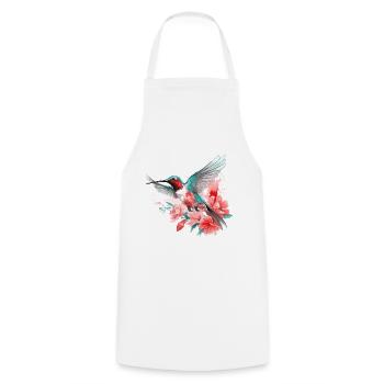 Hummingbird Flowers Bird Animal Art Watercolor Colorful - Cooking Apron - white - Front - AI Model Male 185 dark (185cm)