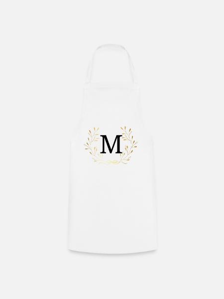 Buchstabe M Goldene Blumenkrone - Kochschürze - Weiß