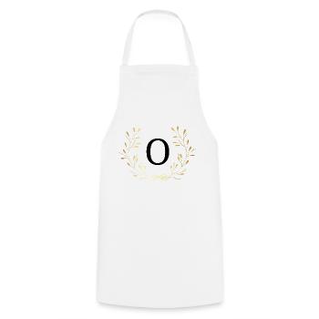 Letter o Gold Floral Crown - Cooking Apron - white - Front - AI Model Male 185 dark (185cm)
