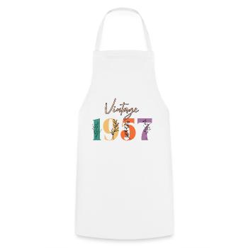Vintage 1957 Floral - Cooking Apron - white - Front - AI Model Male 185 dark (185cm)