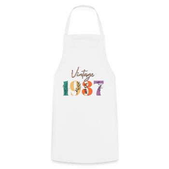 Vintage 1937 florale - Tablier de cuisine - blanc - Devant - AI Model Male 185 dark (185cm)