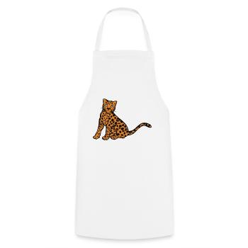 leopard - Cooking Apron - white - Front - AI Model Male 185 dark (185cm)