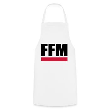 FFM - Frankfurt am Main - Kochschürze - Weiß - Vorne - AI Model Male 185 dark (185cm)