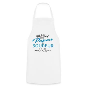 Papou et soudeur - Tablier de cuisine - blanc - Devant - AI Model Male 185 dark (185cm)