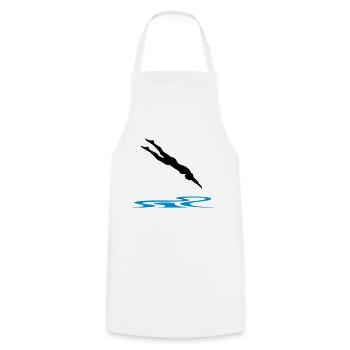 Schwimmerin, Schwimmen - Kochschürze - Weiß - Vorne - AI Model Male 185 dark (185cm)