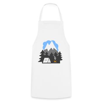 NATURE TENTS MOUNTAINS HEAVEN - Cooking Apron - white - Front - AI Model Male 185 dark (185cm)