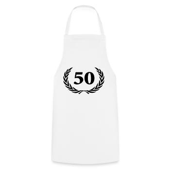 50 - Cooking Apron - white - Front - AI Model Male 185 dark (185cm)