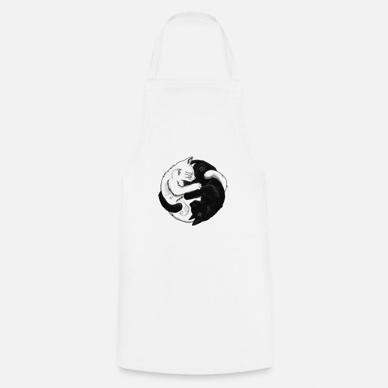 Deux chats, équilibre,blanc, noir - Tablier de cuisine - blanc
