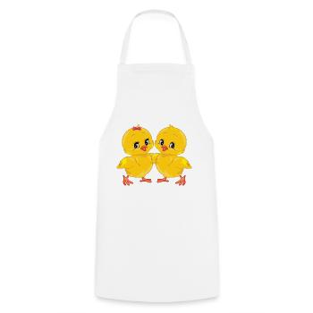 Deux poussins souriants mignons - Tablier de cuisine - blanc - Devant - AI Model Male 185 dark (185cm)