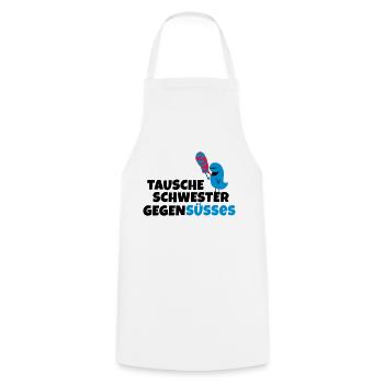 Tausche Schwester gegen Süßes - Kochschürze - Weiß - Vorne - AI Model Male 185 dark (185cm)