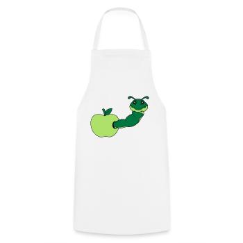 apfel essen loch lecker hunger schnecke kriechen r - Kochschürze - Weiß - Vorne - AI Model Male 185 dark (185cm)